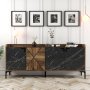 HANAH HOME Komoda Venedik Walnut Black Marble - slika 1