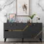HANAH HOME Komoda Iris Anthracite Gold - slika 1