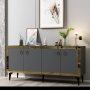 HANAH HOME Komoda Ponny Anthracite Gold - slika 2