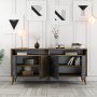 HANAH HOME Komoda Milan 160 Walnut Black Marble - slika 4