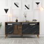 HANAH HOME Komoda Milan 160 Walnut Black Marble - slika 1
