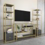 HANAH HOME TV polica Robbins Gold Anthracite - slika 2
