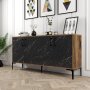 HANAH HOME Komoda Kiev 160 Walnut Black Marble - slika 2