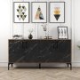 HANAH HOME Komoda Kiev 160 Walnut Black Marble - slika 1