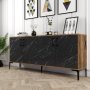HANAH HOME Komoda Kiev Walnut Black Marble - slika 3