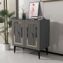 HANAH HOME Komoda Capri Anthracite Gold - slika 2