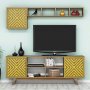 HANAH HOME TV polica Inci Walnut Yellow - slika 1