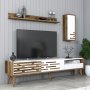 HANAH HOME TV polica Valensiya Walnut White - slika 3