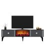 HANAH HOME TV polica Doruk Fireplace Anthracite Silver - slika 2