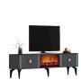HANAH HOME TV polica Doruk Fireplace Anthracite Silver - slika 3