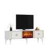 HANAH HOME TV polica Doruk Fireplace White Gold - slika 2