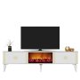 HANAH HOME TV polica Doruk Fireplace White Gold - slika 1
