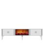 HANAH HOME TV polica Doruk Fireplace White Silver - slika 4
