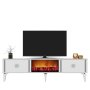 HANAH HOME TV polica Doruk Fireplace White Silver - slika 1