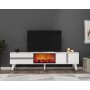 HANAH HOME TV polica Vania Fireplace White Silver - slika 1