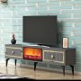 HANAH HOME TV polica Flame Fireplace Anthracite Gold - slika 2