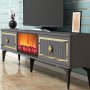 HANAH HOME TV polica Flame Fireplace Anthracite Gold - slika 4