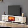 HANAH HOME TV polica Flame Fireplace White Gold - slika 2