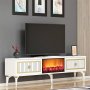 HANAH HOME TV polica Flame Fireplace White Gold - slika 3