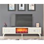 HANAH HOME TV polica Flame Fireplace White Gold - slika 1