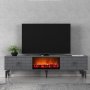 HANAH HOME TV polica Varna Fireplace Anthracite - slika 1