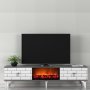 HANAH HOME TV polica Varna Fireplace White Anthracite - slika 1