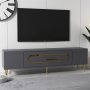 HANAH HOME TV polica Dekop3 Anthracite Gold - slika 2