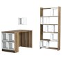 HANAH HOME Radni sto sa policom za knjige Box Walnut White - slika 2