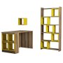 HANAH HOME Radni sto sa policom za knjige Box Walnut Yellow - slika 2