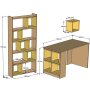HANAH HOME Radni sto sa policom za knjige Box Walnut Yellow - slika 3