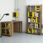 HANAH HOME Radni sto sa policom za knjige Box Walnut Yellow - slika 1