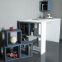 HANAH HOME Radni sto sa policom za knjige Box White Blue - slika 2