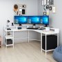HANAH HOME Radni sto Power Raflı L White - slika 2