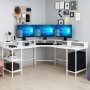 HANAH HOME Radni sto Power Raflı L White - slika 1