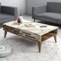 HANAH HOME Sto za dnevnu sobu Valensiya Walnut White Marble - slika 1