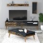 HANAH HOME Set za dnevnu sobu Valensiya Walnut Anthracite - slika 3