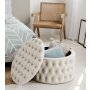 HANAH HOME Tabure Nilka Kapitone Pouffe White - slika 1
