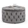 HANAH HOME Tabure Nilka Kapitone Pouffe Grey - slika 2