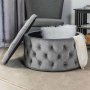HANAH HOME Tabure Nilka Kapitone Pouffe Grey - slika 1