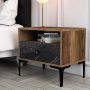 HANAH HOME Noćni stočić Lizbon 534 Walnut Black - slika 1