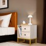 HANAH HOME Noćni stočić Glimmer Travertine Gold - slika 2