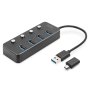 DIGITUS USB hub 4 3.0 porta sa prekidačima - slika 1