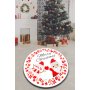 Conceptum Hypnose Gianoen Okrugli belo - Crveni tepih sa printom 100 x 100 (959CHL2365) - slika 1