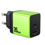 WEKOME WP-U36 Super brzi Strujni GaN Punjač, 2-porta USB (3.0 i 3.1 Tip C) 35W, zeleni - slika 1