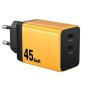 WEKOME WP-U33 Super brzi Strujni GaN Punjač, 2-porta USB (2 x 3.1 tipC) 45W, žuti - slika 1