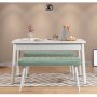 HANAH HOME Trpezarijski sto sa 2 klupe Costa 0400 White Green - slika 1