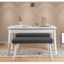 HANAH HOME Trpezarijski sto sa 2 klupe Costa 1053 White Anthracite - slika 1