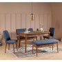 HANAH HOME Trpezarijski set Vina Walnut Dark Blue - slika 1