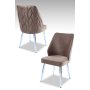 HANAH HOME Set 2 stolice Pufi Cappuccino Chrome - slika 1