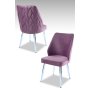 HANAH HOME Set 2 stolice Pufi Lilac Chrome - slika 1